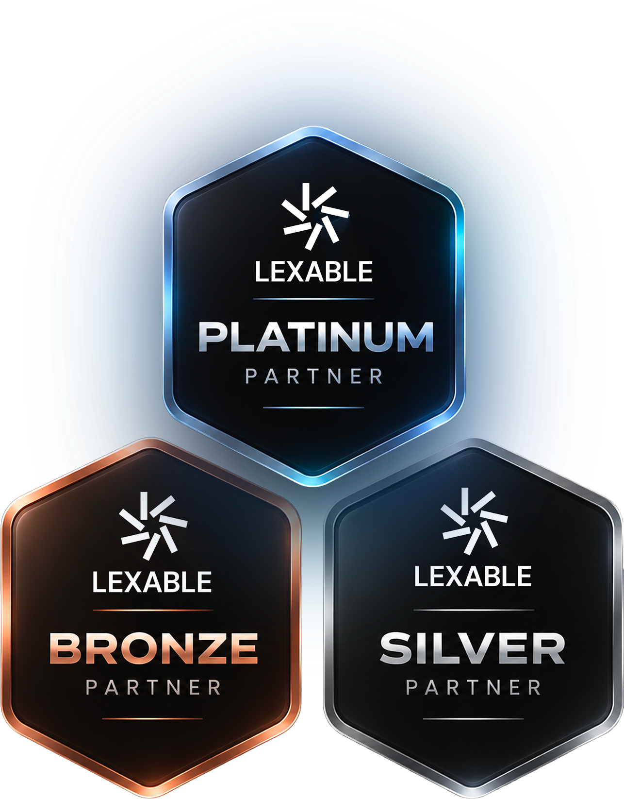 Badge partner LEXABLE Platinum, Silver e Bronze da inserire nel footer